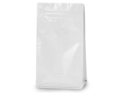 Matte White Coffee Bags w/ Valve 6-10oz 3 1/8 x 2 3/8 x 10 1/4 50 pack  SGC1WM